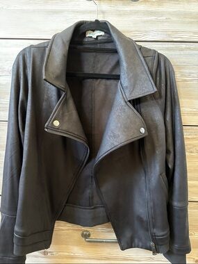 Women's Black Faux Leather Moto Jacket - Grace and Lace